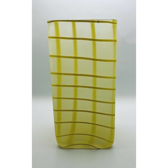 Vintage Retro Rectangular Yellow & Clear Frosted Glass by Gorgeous Design - Picture 4 of 11